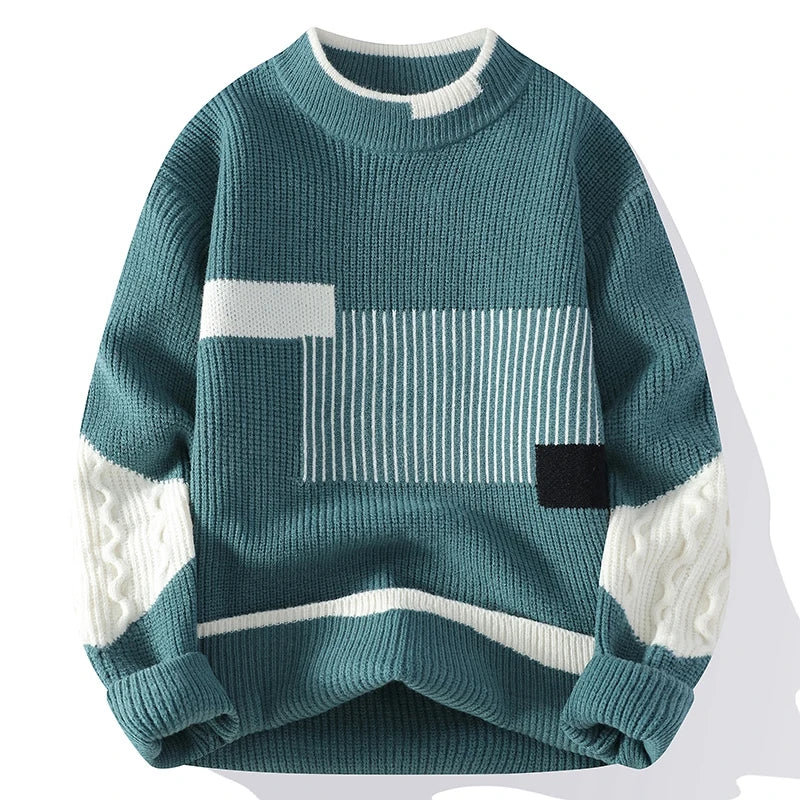 Men's Mock Neck Knitted Sweater