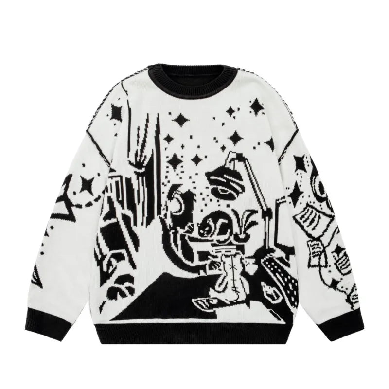 Anime Girl Vintage Knitted Sweater