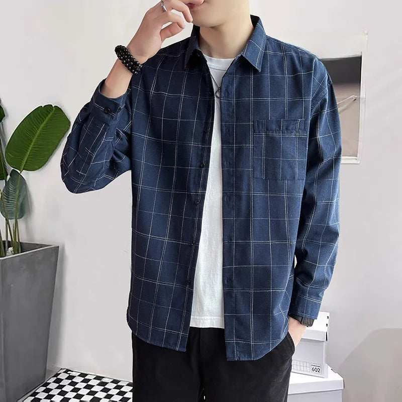 Plaid Long Sleeve Loose Casual Shirt