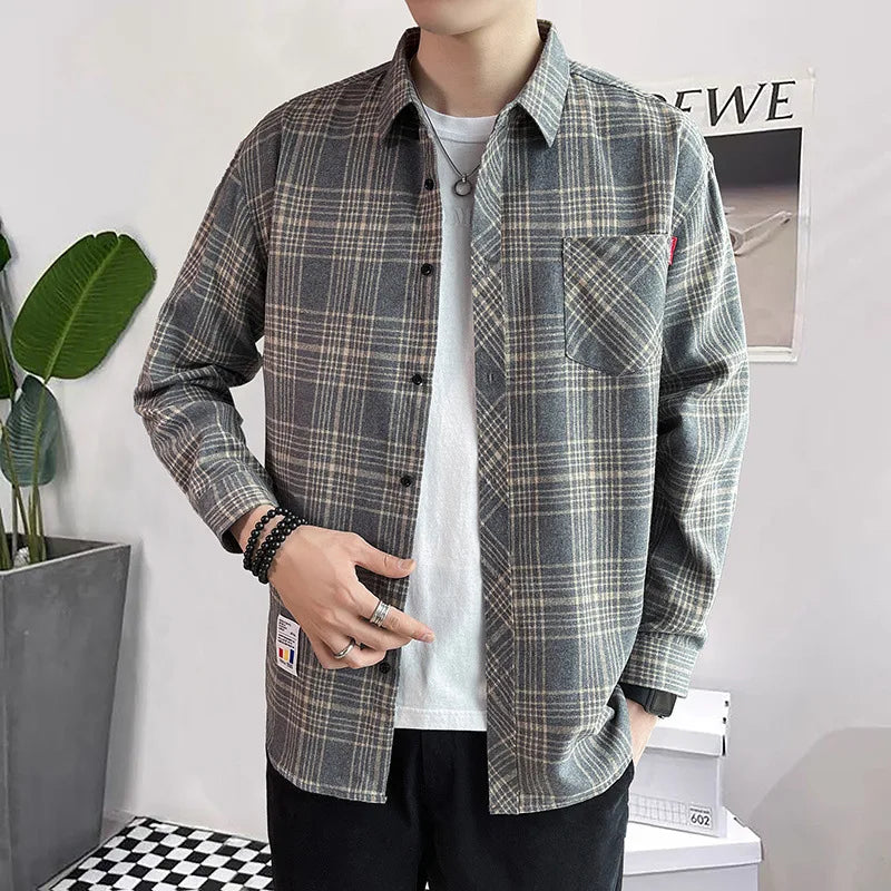 Plaid Long Sleeve Loose Casual Shirt