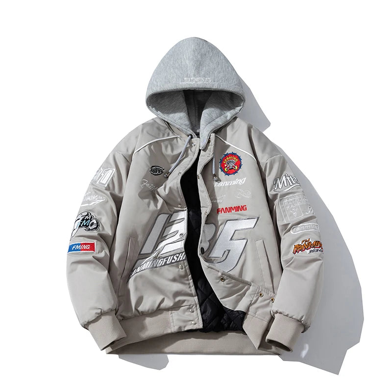 Varsity Jacket Men Letter Embroidery Motorcycle Jacket