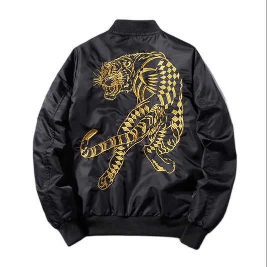 Tiger Embroidered Luxury Men Bomber Jacket