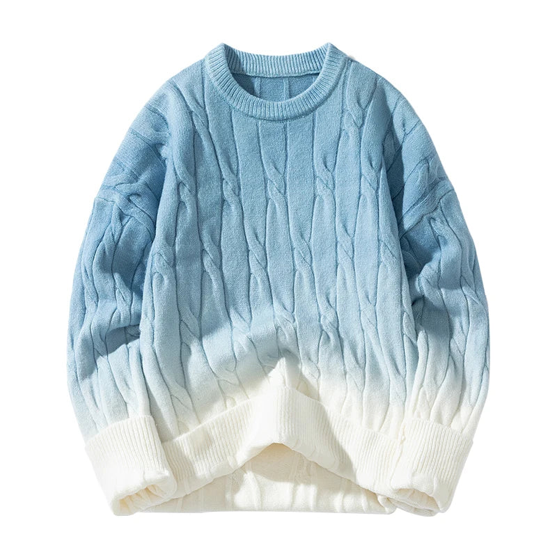 Korean Gradient Knitwear Loose Chunky Twist Knit Pullover