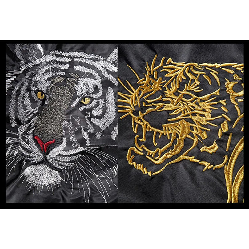 Tiger Embroidered Luxury Men Bomber Jacket