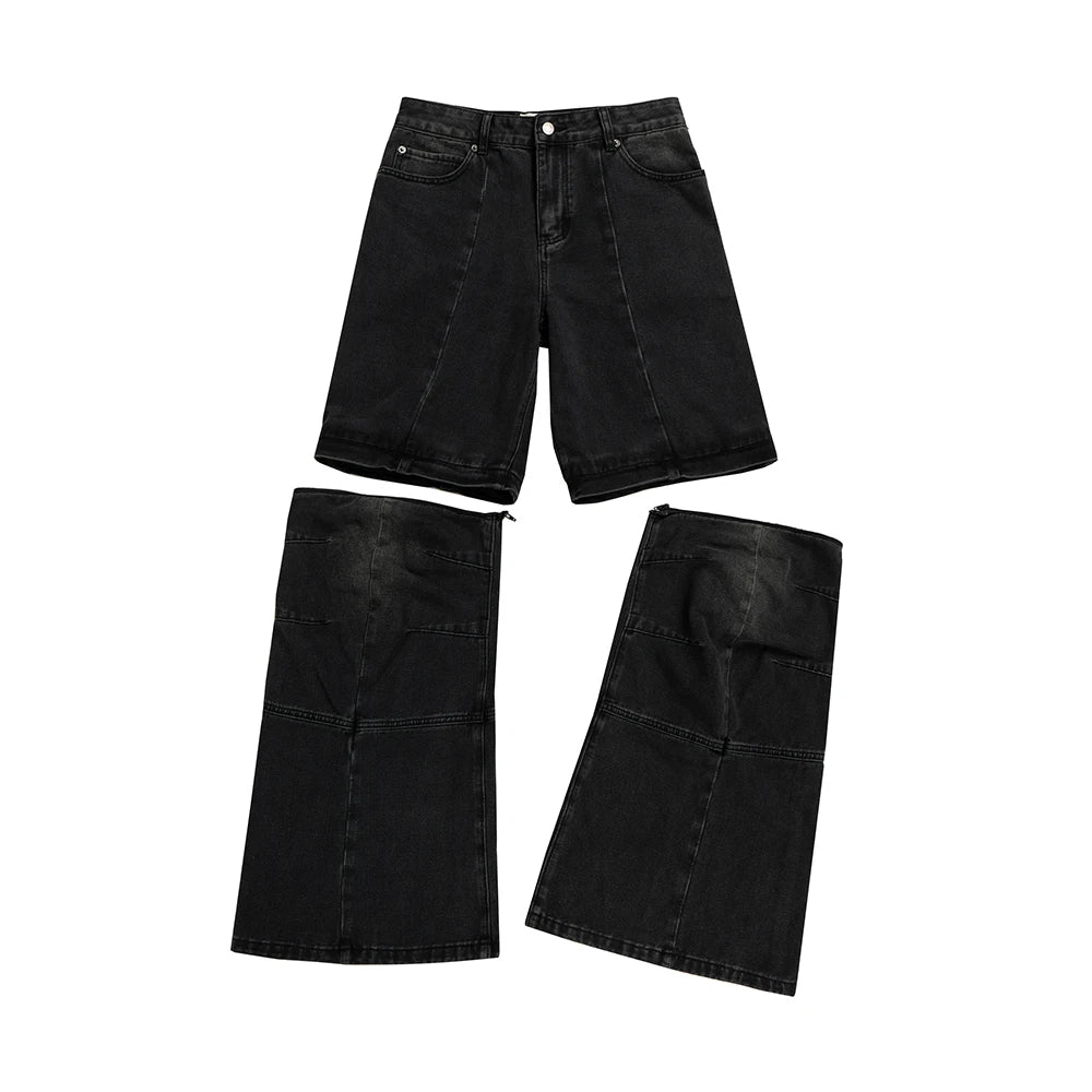 Vintage Washed Distressed Detachable Micro Flared Jeans