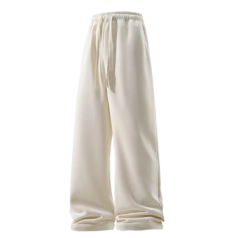 Versatile Elastic High Waist Drawstring Loose Straight Trouser