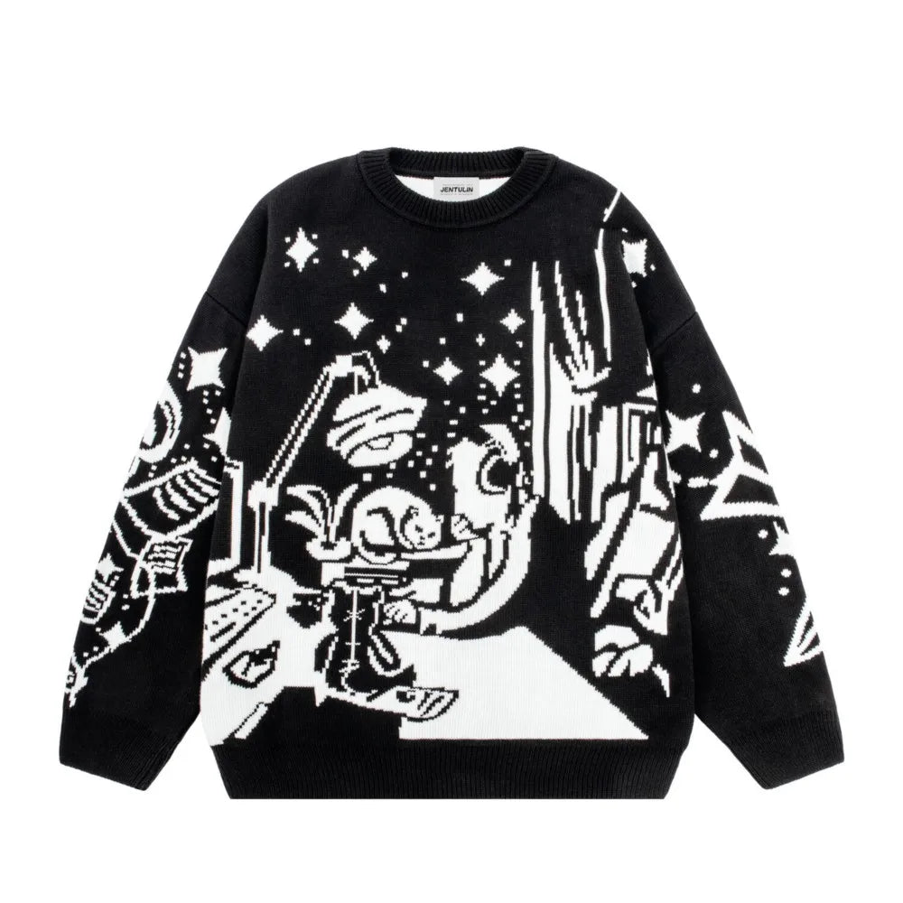 Anime Girl Vintage Knitted Sweater