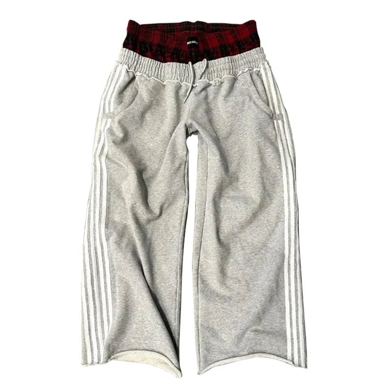 Y2K Retro Pants Double Embroidered Waist Sweatpants