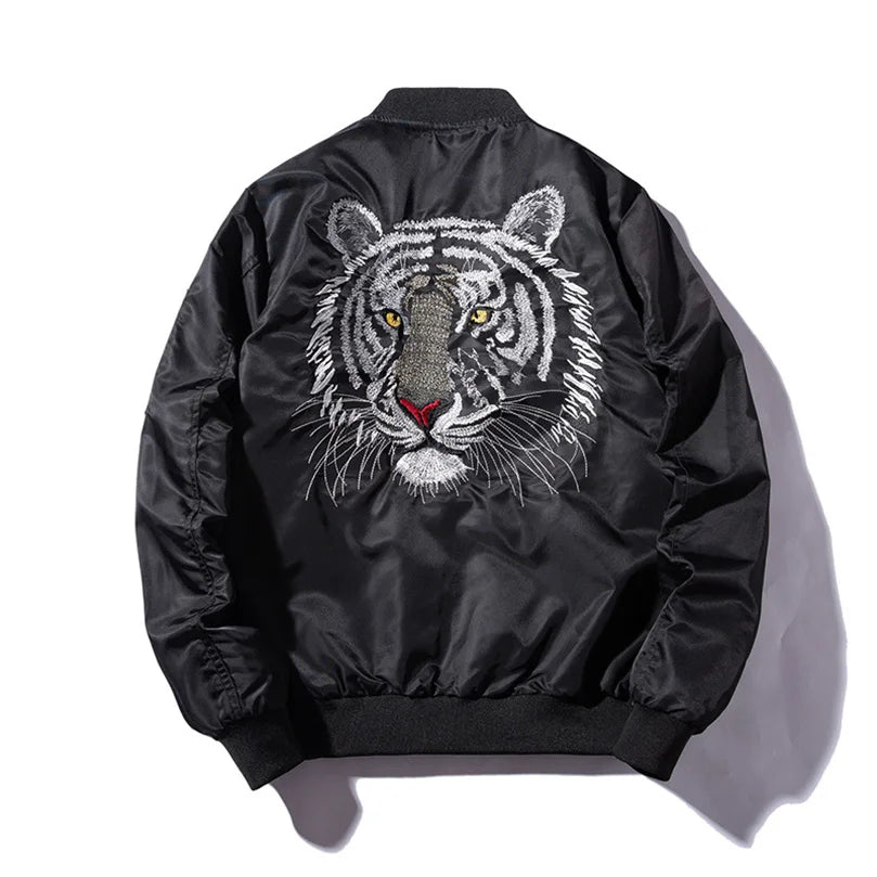 Tiger Embroidered Luxury Men Bomber Jacket