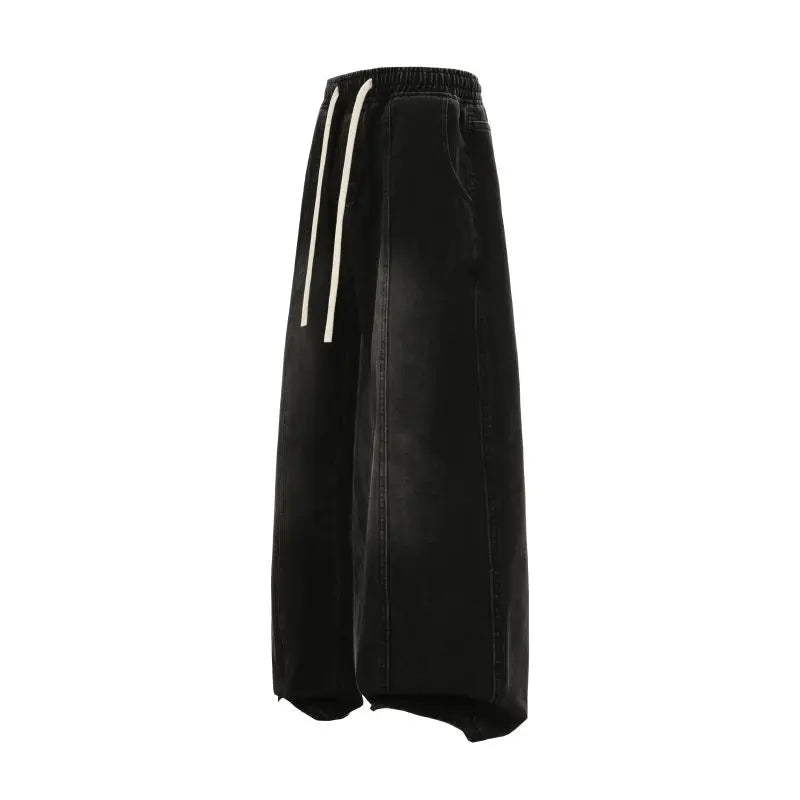 Straight Tube Retro Wide Leg Loose Washed Drawstring Casual Long Pants