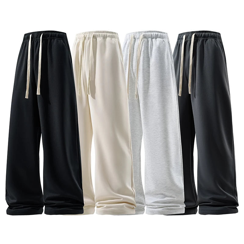 Versatile Elastic High Waist Drawstring Loose Straight Trouser