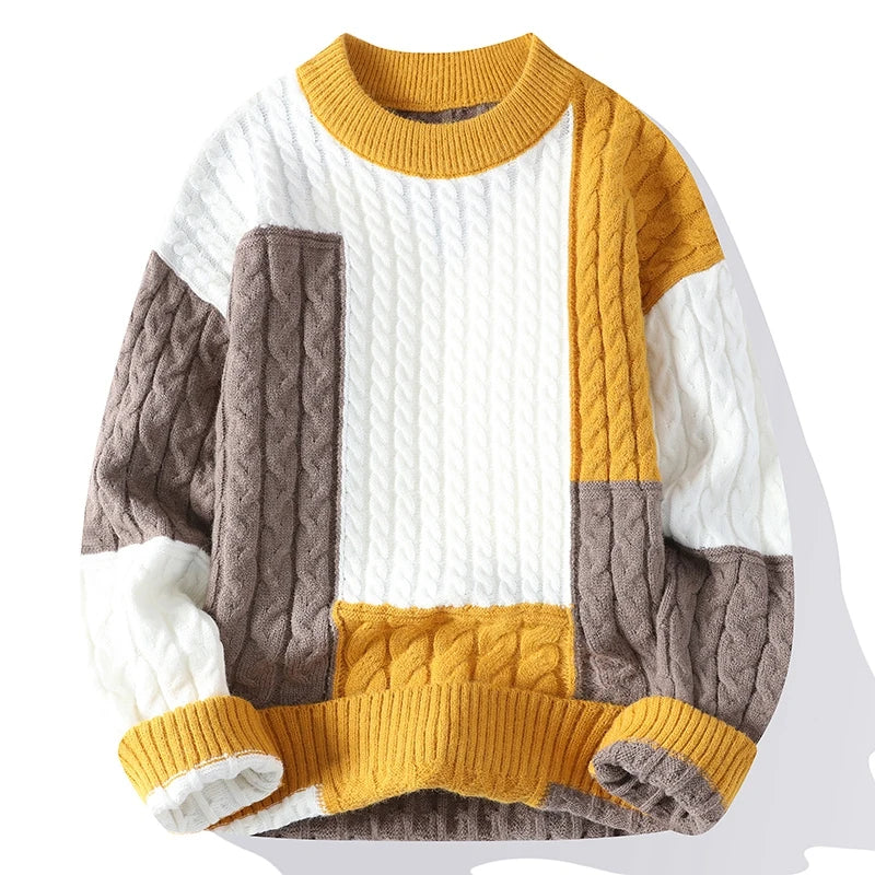 Spring Winter Fashion Patchwork Loose Sweater