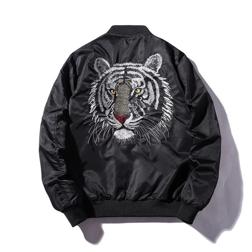 Tiger Embroidered Luxury Men Bomber Jacket