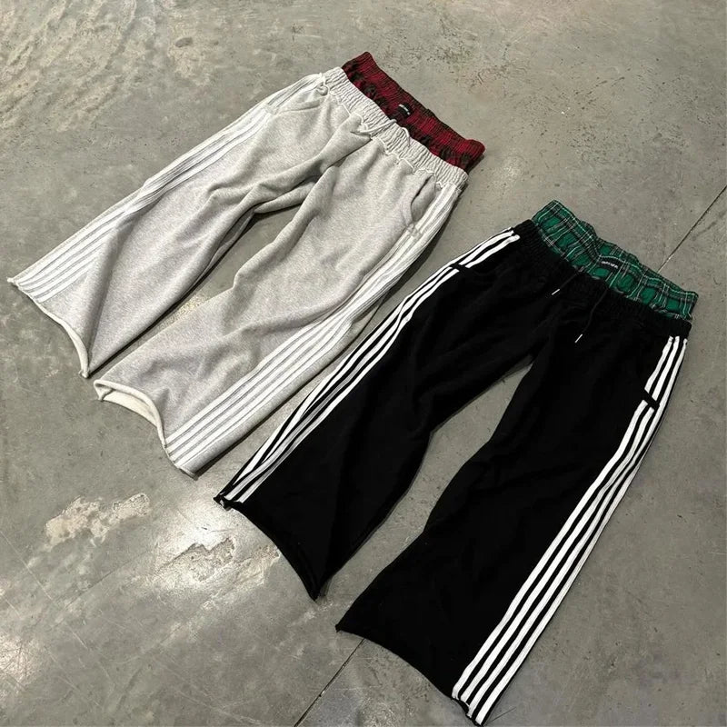 Y2K Retro Pants Double Embroidered Waist Sweatpants