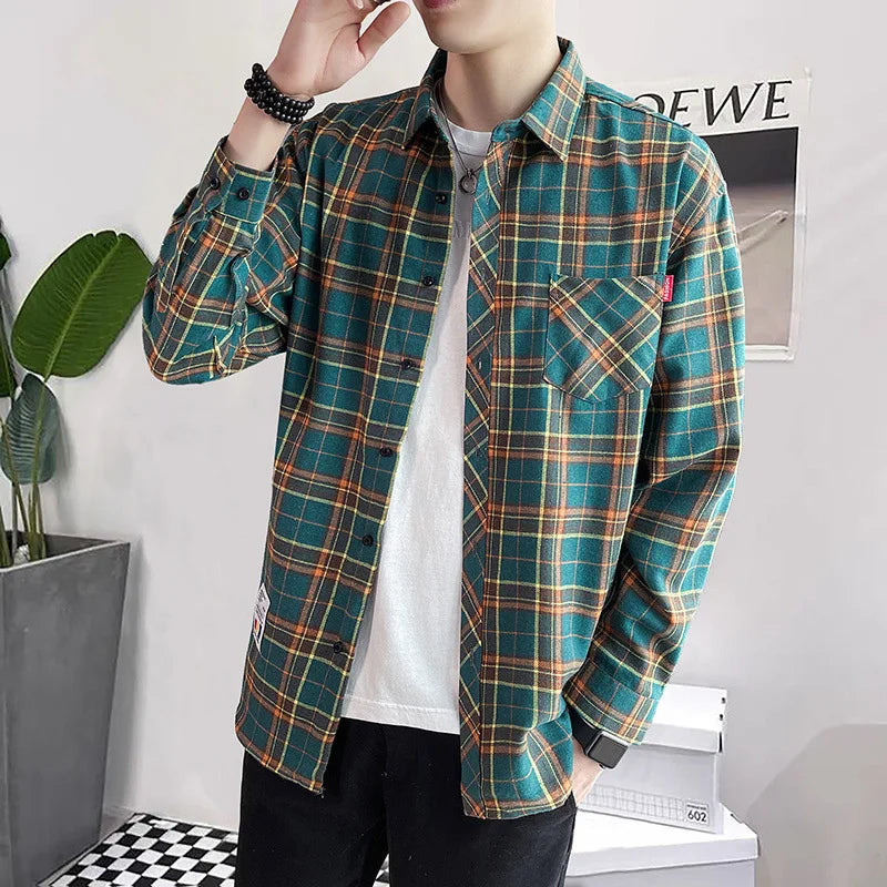 Plaid Long Sleeve Loose Casual Shirt