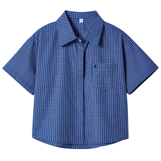 Retro Plaid Summer Loose Slimming Casual Versatile Shirt