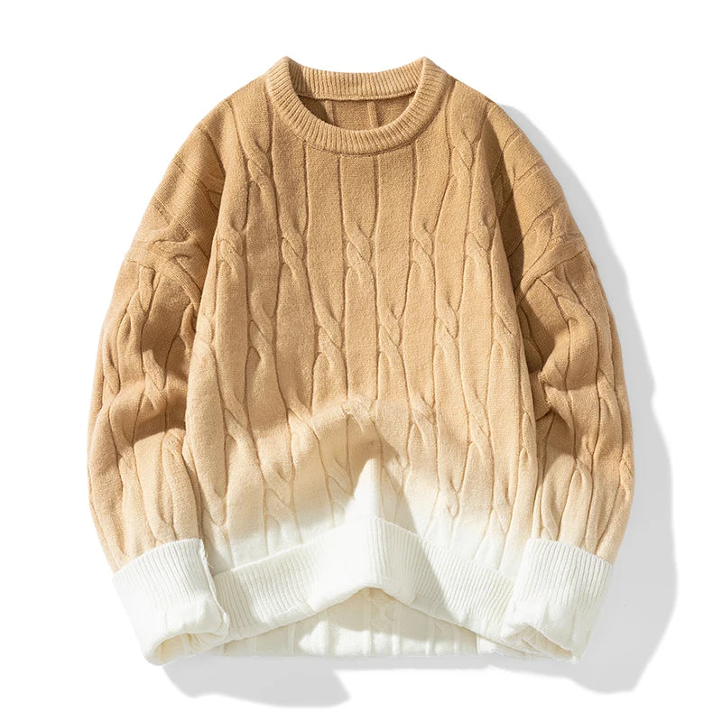 Korean Gradient Knitwear Loose Chunky Twist Knit Pullover