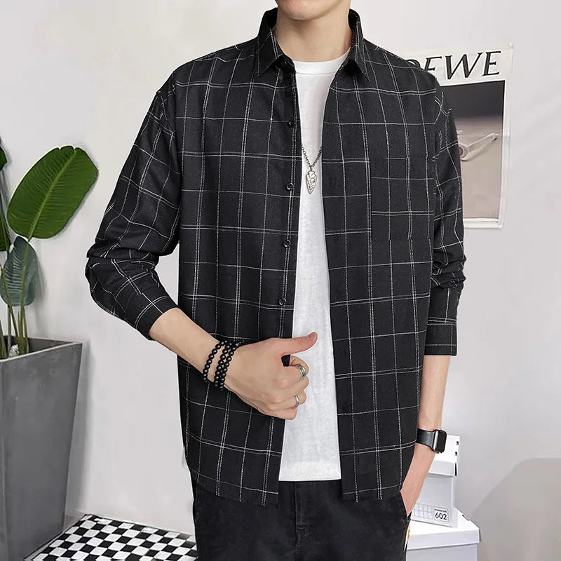 Plaid Long Sleeve Loose Casual Shirt