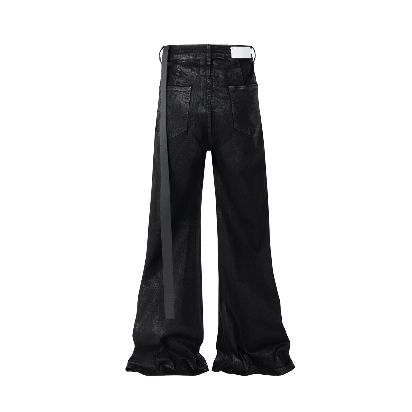 Streetwear Black Wax Leather Strecth Trousers