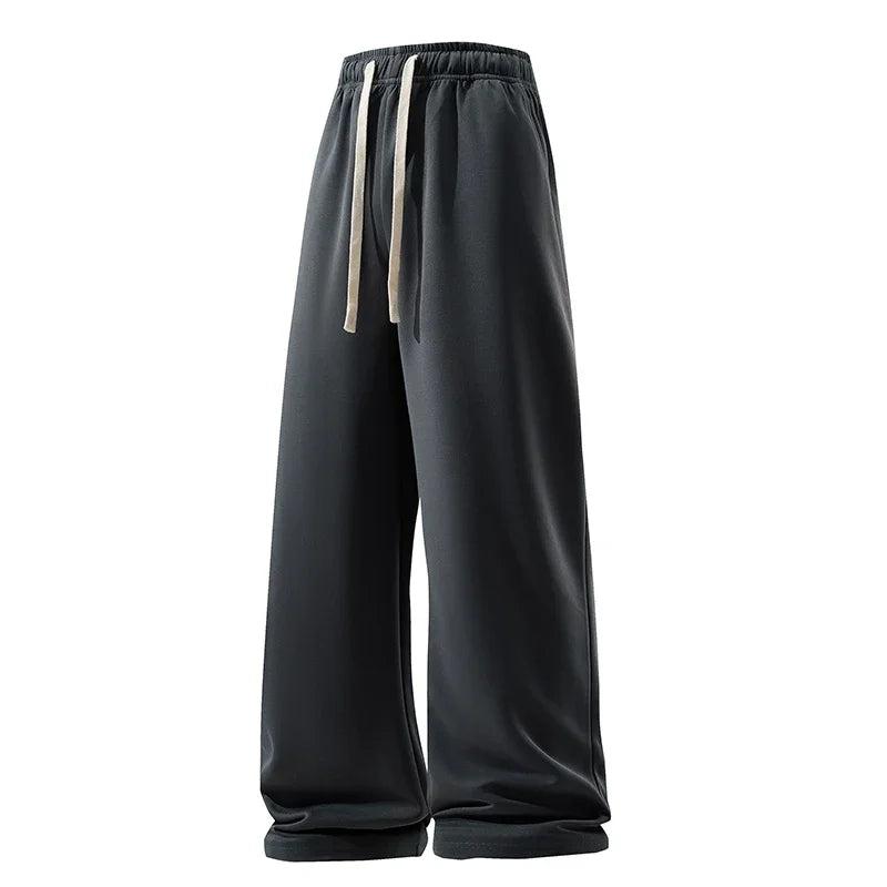 Versatile Elastic High Waist Drawstring Loose Straight Trouser