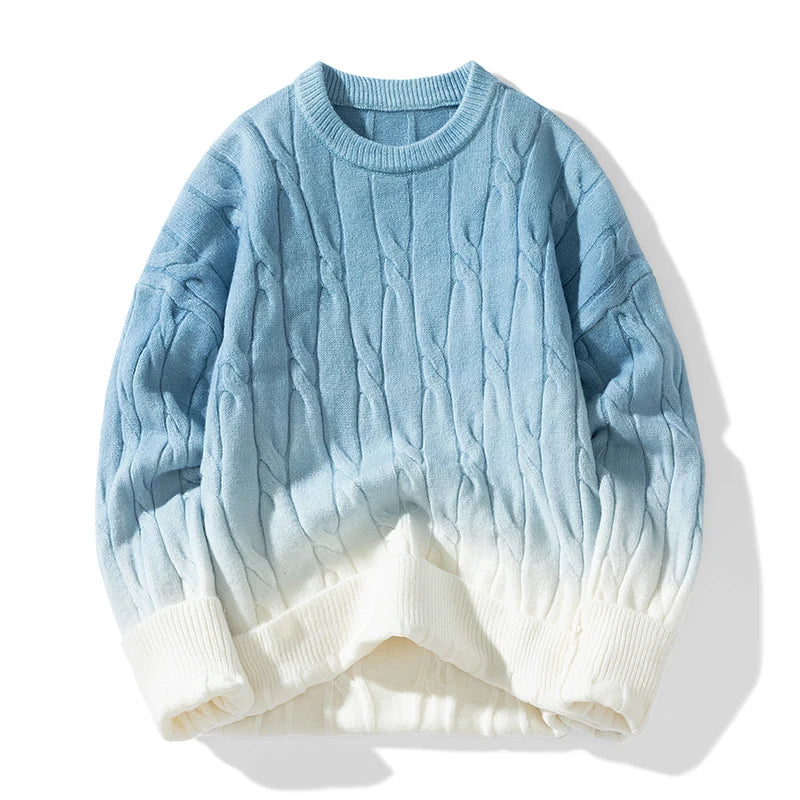 Korean Gradient Knitwear Loose Chunky Twist Knit Pullover