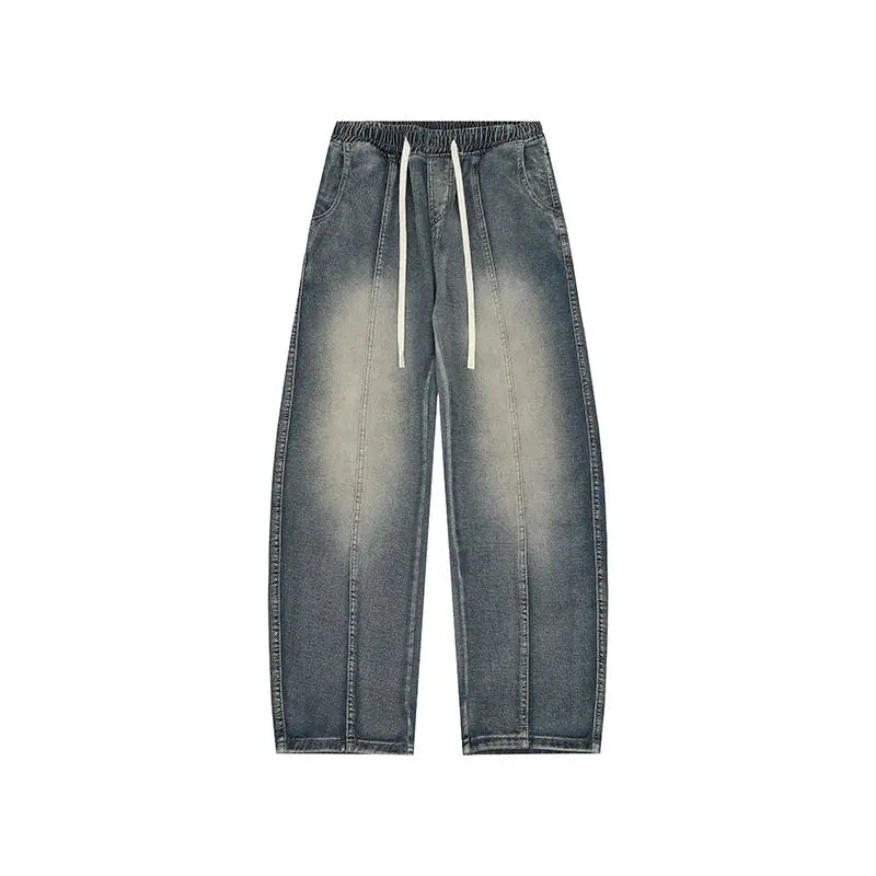 Straight Tube Retro Wide Leg Loose Washed Drawstring Casual Long Pants