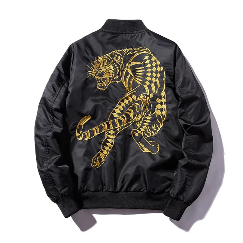 Tiger Embroidered Luxury Men Bomber Jacket
