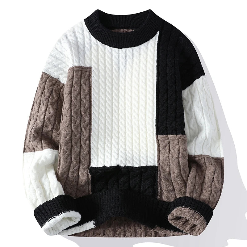 Spring Winter Fashion Patchwork Loose Sweater