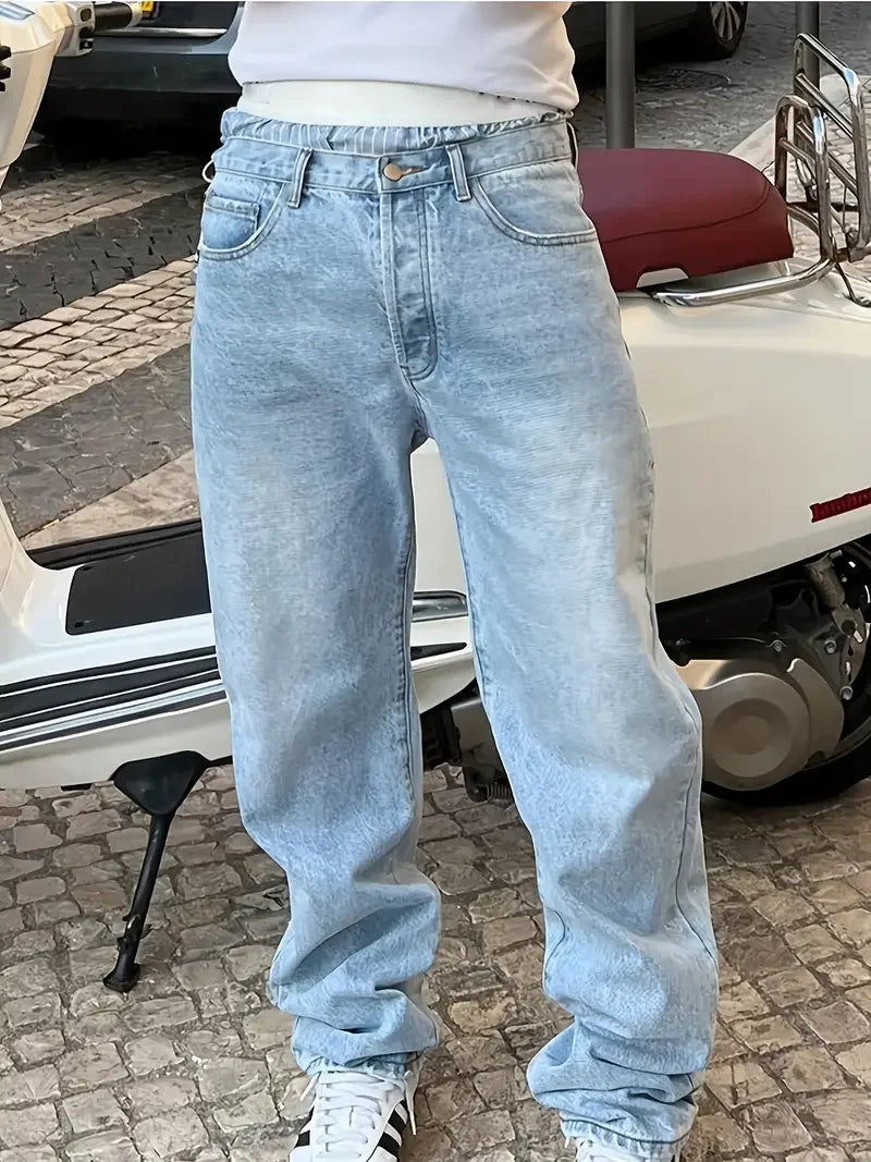 Casual Straight Leg Denim Pants