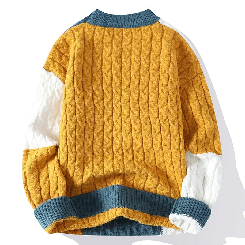 Spring Winter Fashion Patchwork Loose Sweater
