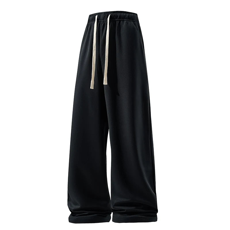 Versatile Elastic High Waist Drawstring Loose Straight Trouser