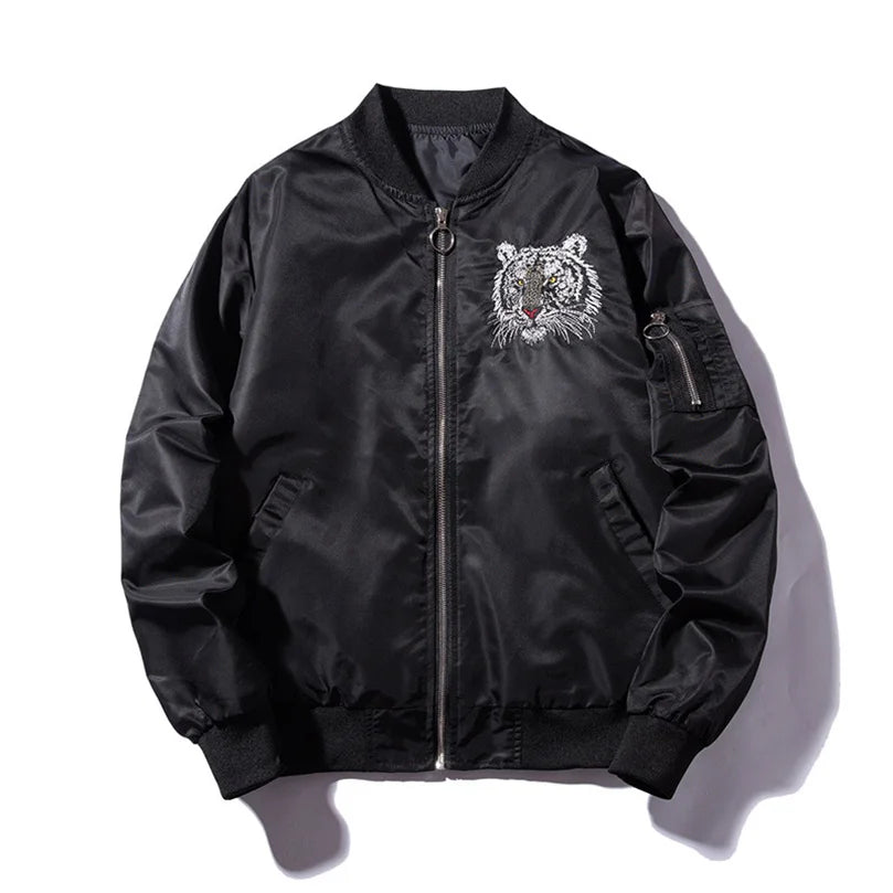 Tiger Embroidered Luxury Men Bomber Jacket