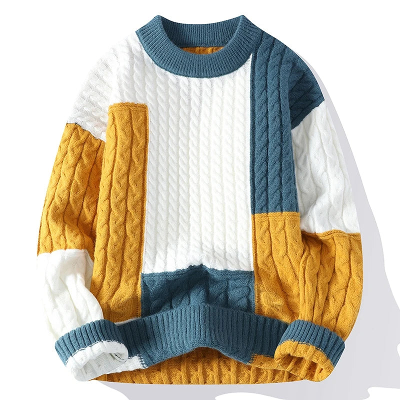 Spring Winter Fashion Patchwork Loose Sweater