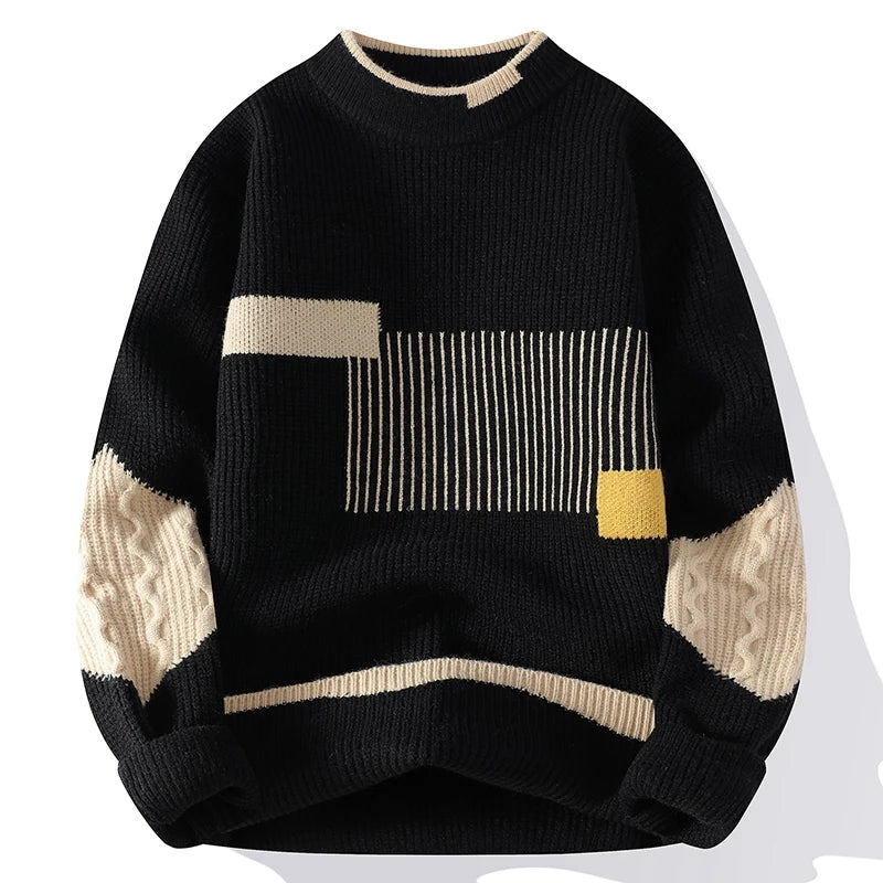 Men's Mock Neck Knitted Sweater
