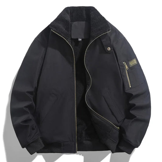 Winter Men Fluffy Collar Fleece Warm Casual Down Jackets