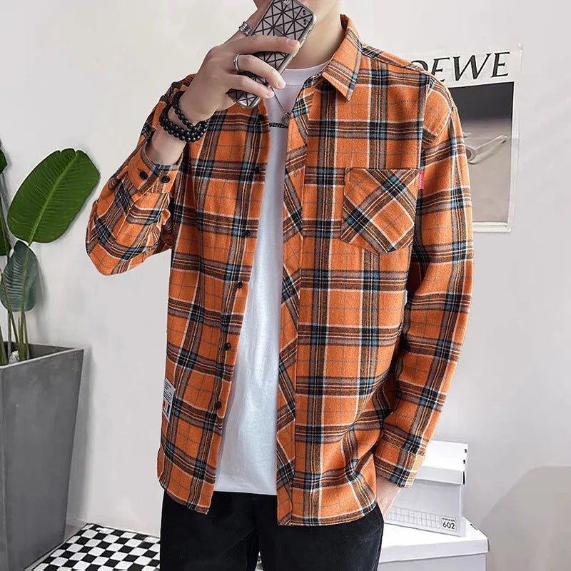 Plaid Long Sleeve Loose Casual Shirt