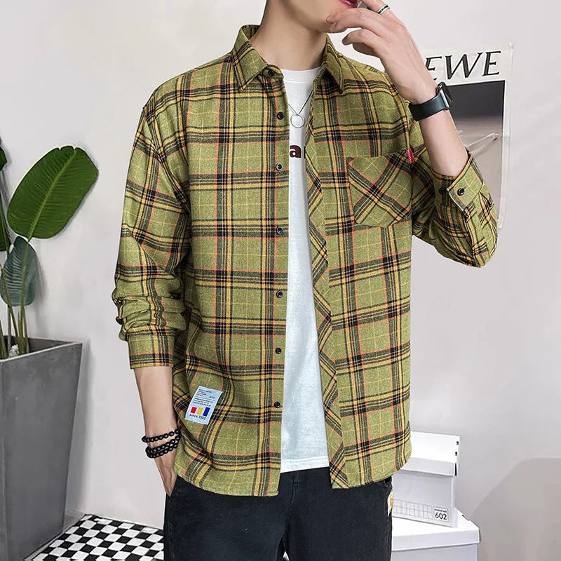 Plaid Long Sleeve Loose Casual Shirt
