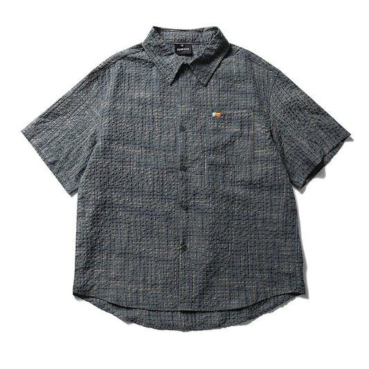 Plaid Short Sleeve Loose Shirt Blouses