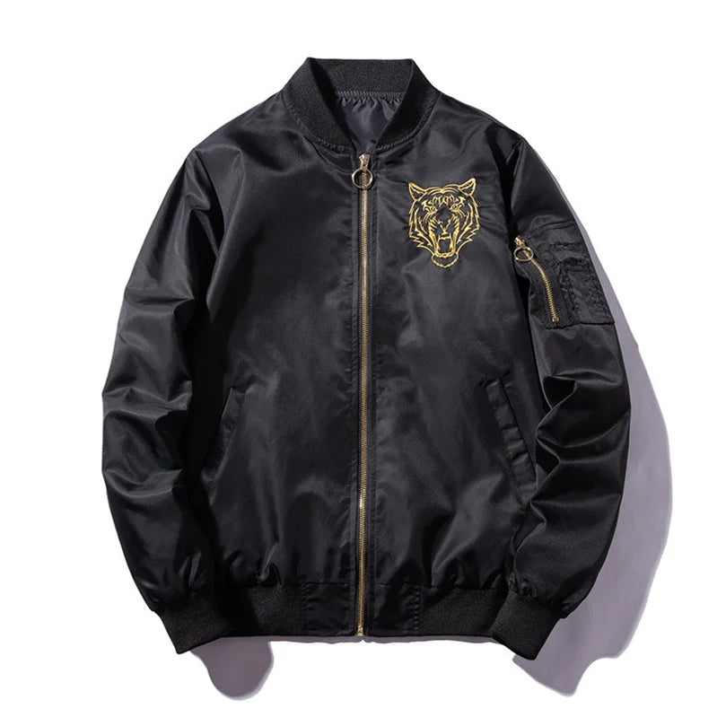 Tiger Embroidered Luxury Men Bomber Jacket