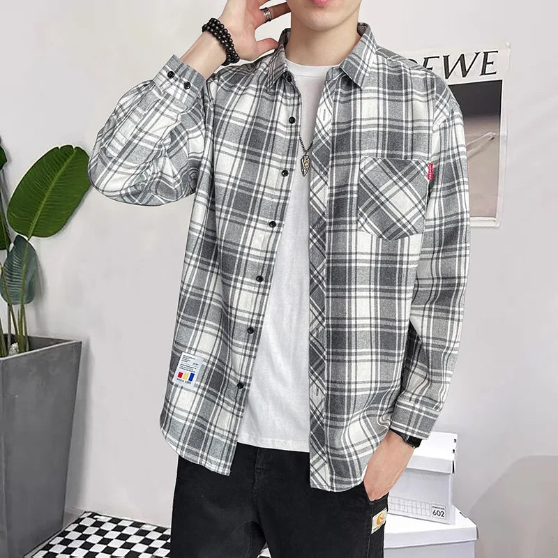 Plaid Long Sleeve Loose Casual Shirt