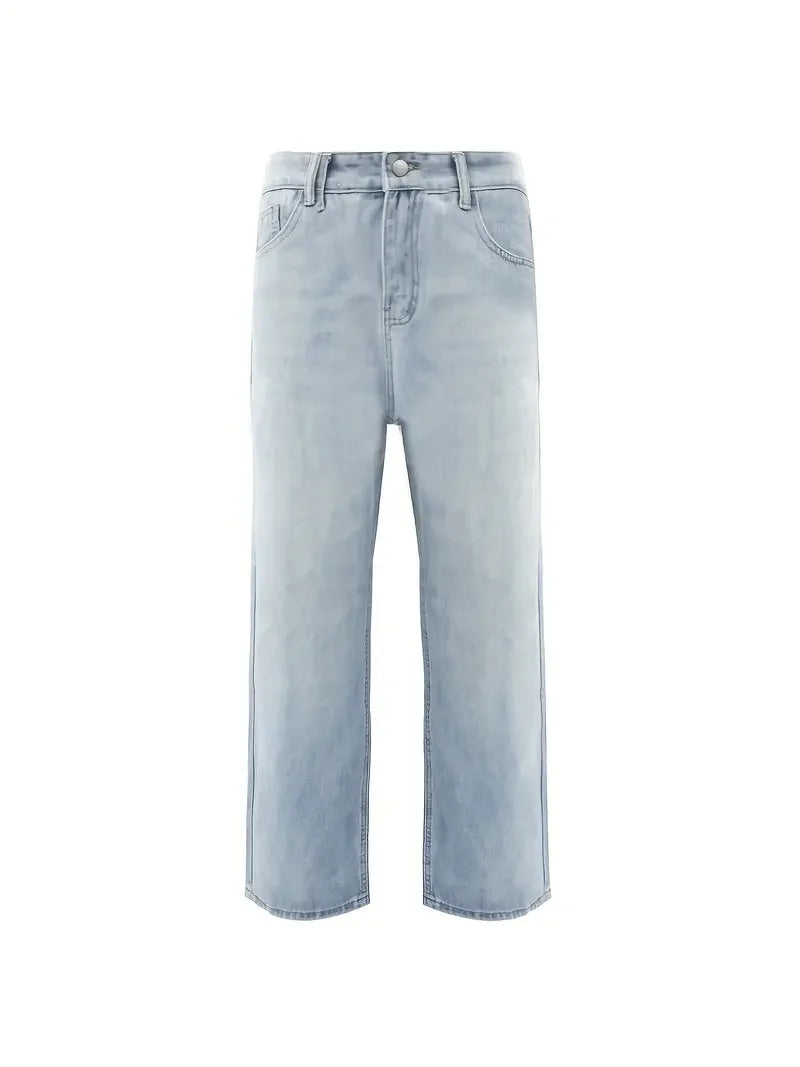 Casual Straight Leg Denim Pants
