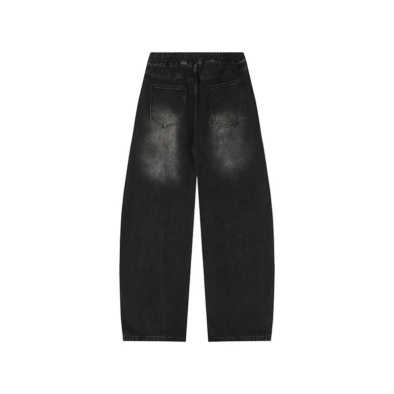 Straight Tube Retro Wide Leg Loose Washed Drawstring Casual Long Pants