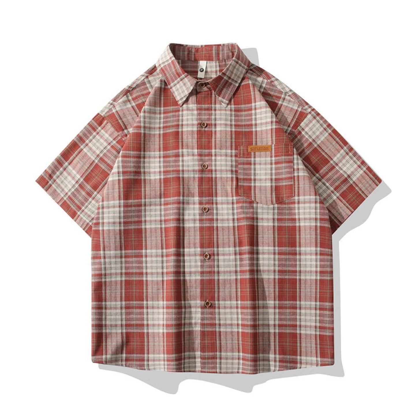 Men's Vintage Plaid Casual Loose Casual Short Sleeved Lapel Shirts