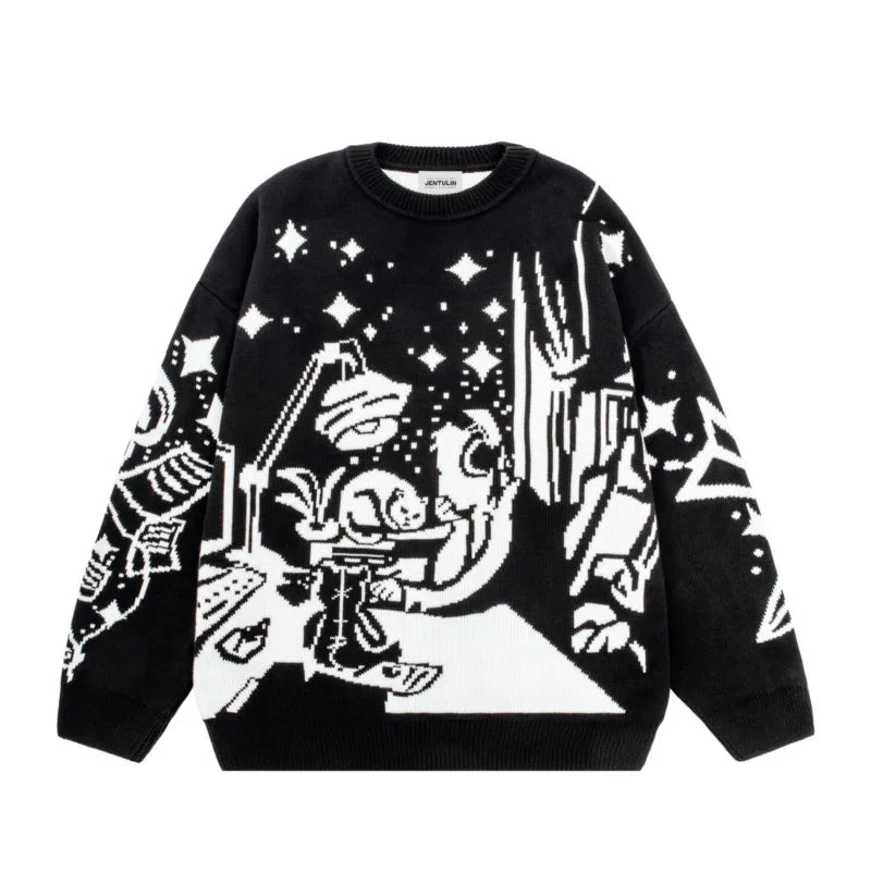 Anime Girl Vintage Knitted Sweater