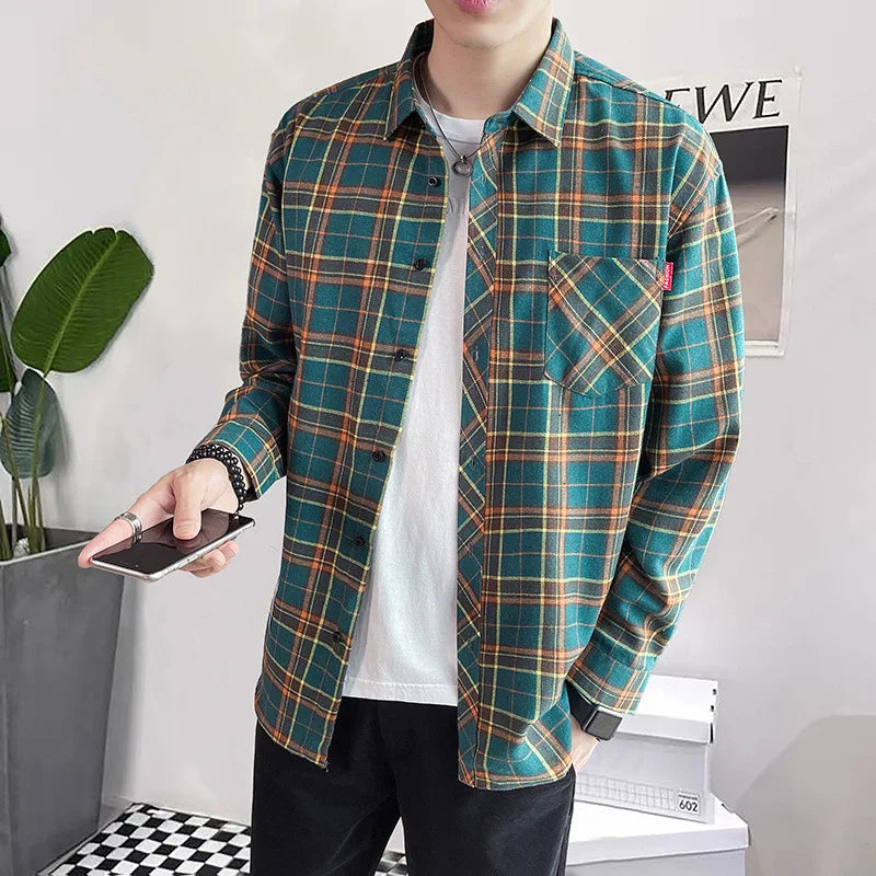 Plaid Long Sleeve Loose Casual Shirt